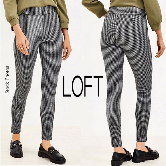 LOFT Houndstooth Leggings Gray Black (L) - Picture 15 of 15